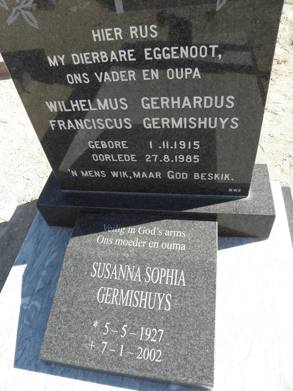 GERMISHUYS Wilhelmus Gerhardus Franciscus 1915-1985 &amp; Susanna Sophia 1927-2002