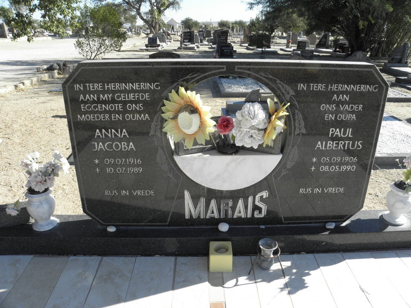 MARAIS Paul Albertus 1906-1990 &amp; Anna Jacoba 1916-1989