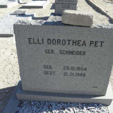 PET Elli Dorothea nee SCHNEIDER 1904-1986