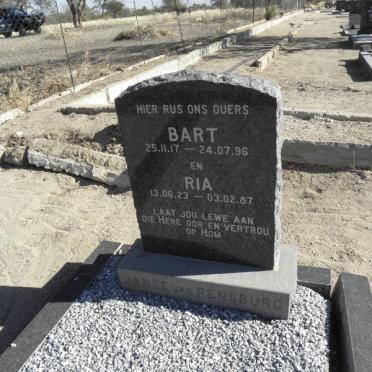 RENSBURG Bart, Janse van 1917-1996 &amp; Ria 1923-1987