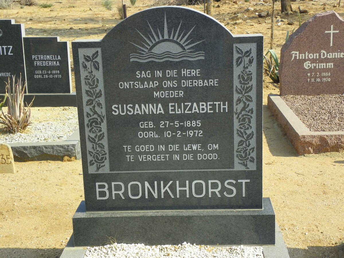 BRONKHORST Susanna Elizabeth 1885-1972