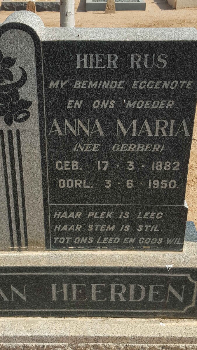 HEERDEN Anna Maria, van nee GERBER 1882-1950