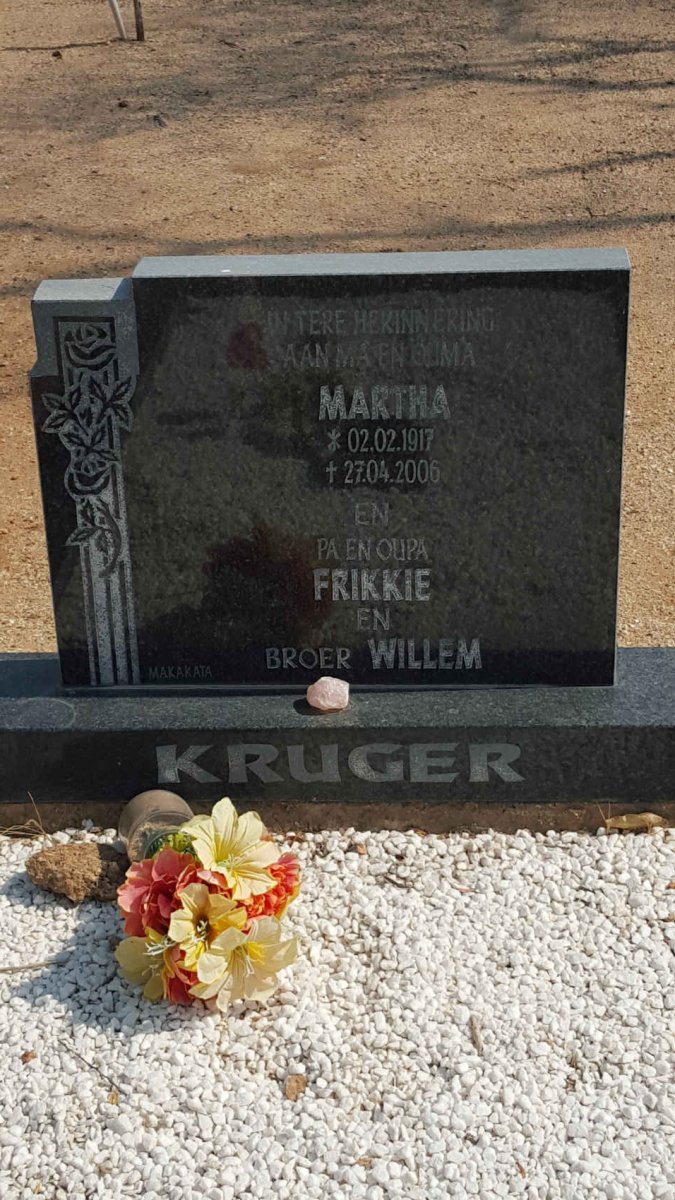 KRUGER Martha 1917-2006 :: KRUGER Frikkie :: KRUGER Willem