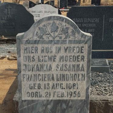 LINDHOLM Johanna Susanna Francieka nee DU PLOOY 1881-1956