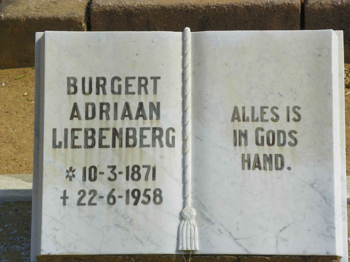 LIEBENBERG Burgert Adriaan 1871-1958