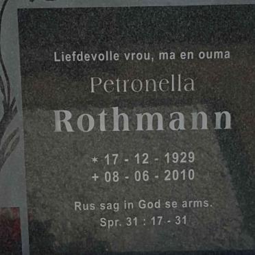 ROTHMANN Petronella 1929-2010