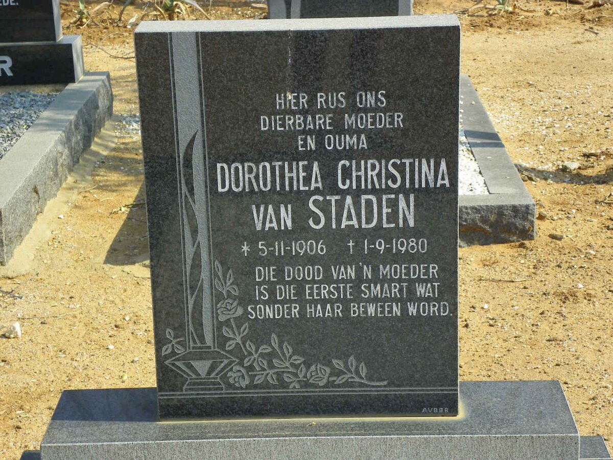 STADEN Dorothea Christina, van 1906-1980
