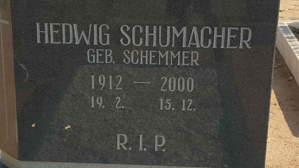 SCHUMACHER Hedwig nee SCHEMMER 1912-2000