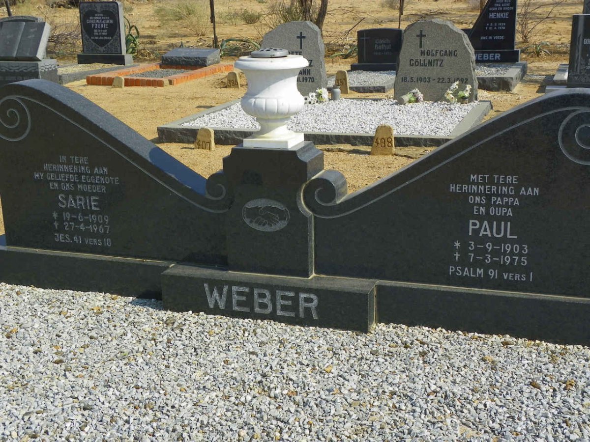 WEBER Paul 1903-1970 &amp; Sarie 1909-1967