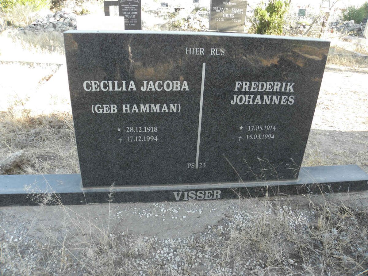 VISSER Frederik Johannes 1914-1994 &amp; Cecilia Jacoba HAMMAN 1918-1994
