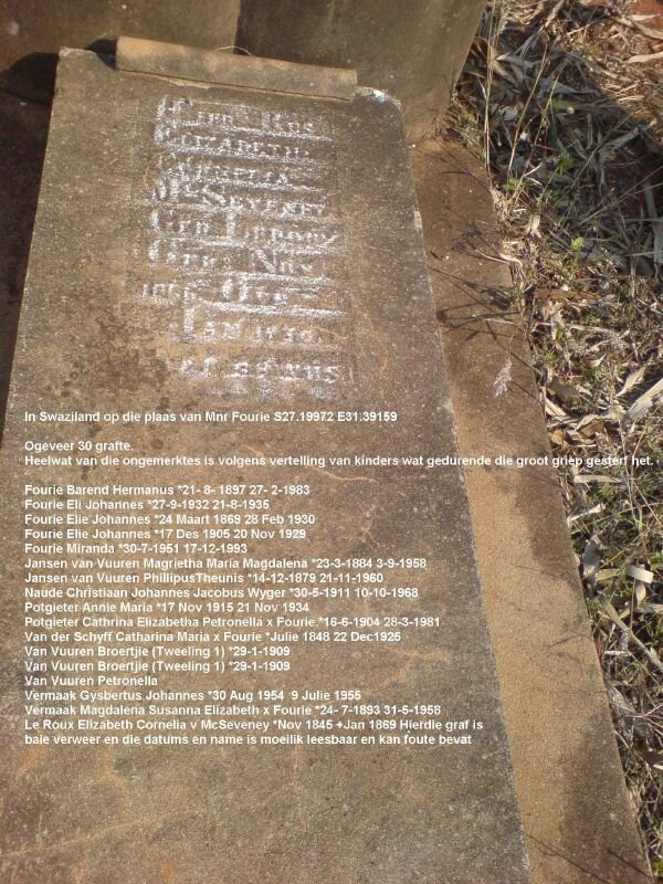 McSEVENEY Elizabeth Cornelia nee LE ROUX