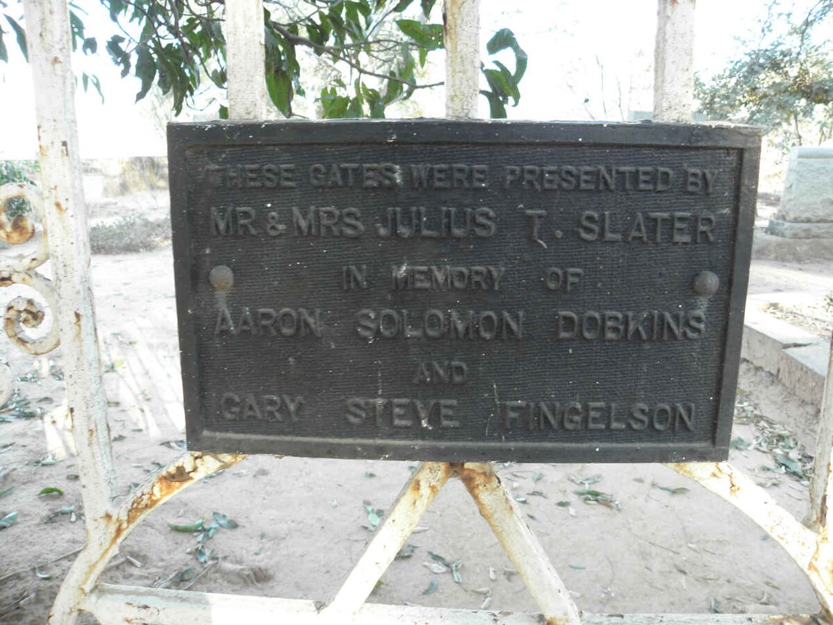 03. Memorial Plaque in memory of DOBKINS and FINGELSON presented by Mr &amp; Mrs SLATER