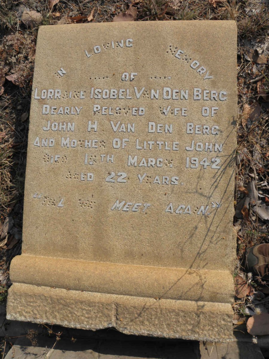 BERG Lorraine Isobel, van den -1942