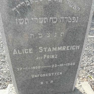 STAMMREICH Alice nee PRINZ 1900-1946
