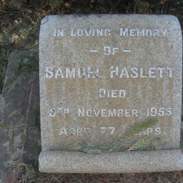 HASLETT Samuel -1955