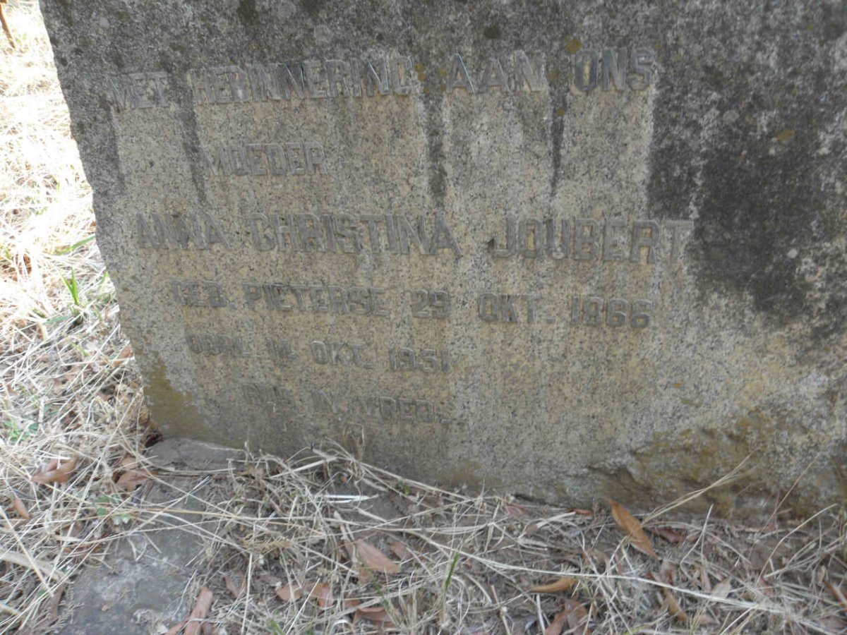 JOUBERT Anna Christina nee PIETERSE 1866-1951