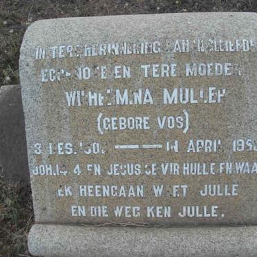 MULLER Wilhelmina nee VOS 1902-195?