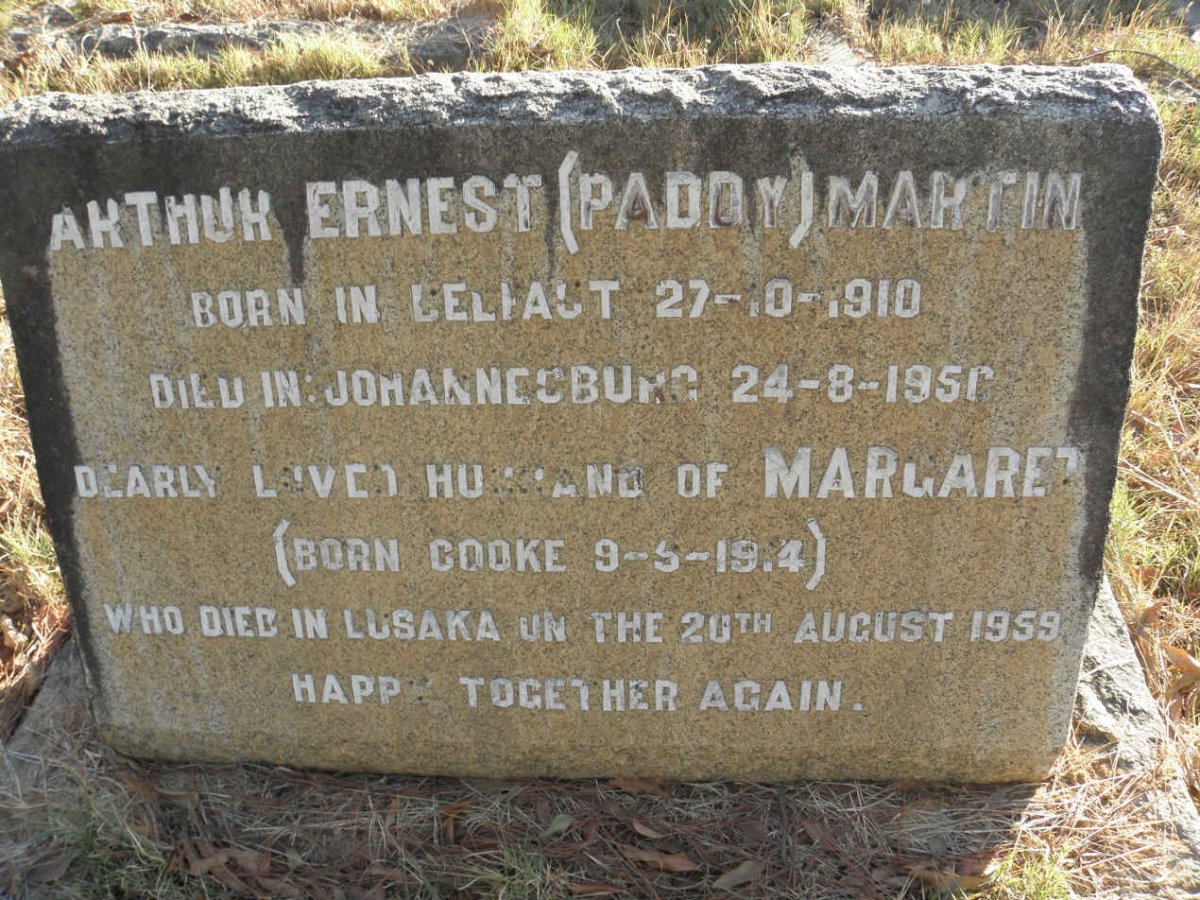 MARTIN Arthur Ernest 1910-1956 &amp; Margaret COOKE 1914-1959