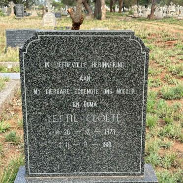 CLOETE Lettie 1923-1981