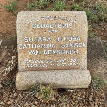 RENSBURG Susara Jacoba Catharina, Jansen van 1903-1934