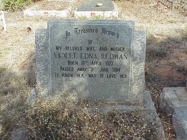 REDMAN Violet Edna 1923-1984
