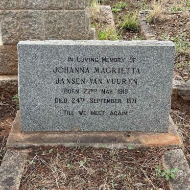 VUUREN Johanna Magrietta, Jansen van 1918-1971