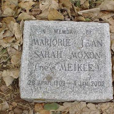 MOXON Marjorie Jean Sarah nee MEIKLE 1909-2002