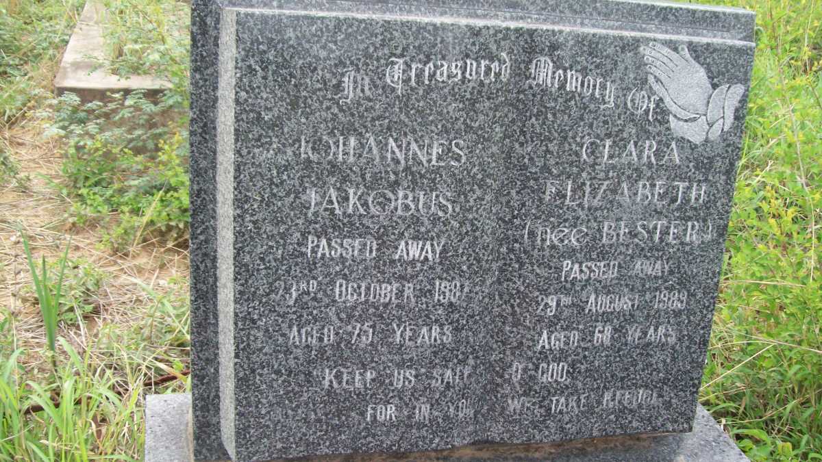 MERWE Johannes Jakobus, van der -1981 &amp; Clara Elizabeth BESTER 1989      