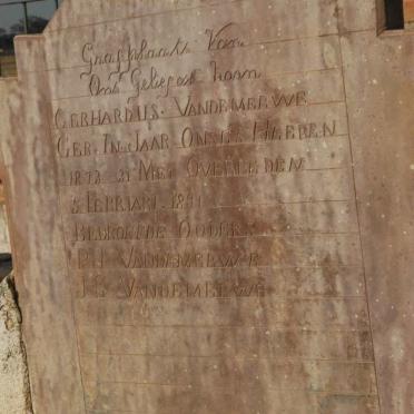 MERWE Gerhardus, van de 1873-1891